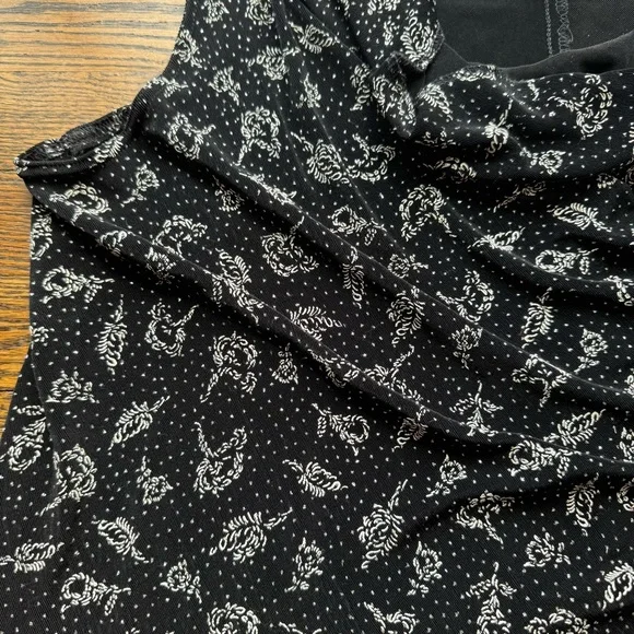 Betsy’s Things Made in USA NWT Vintage Black Floral Women's Cowl Neck Top 2X - Picture 4 of 6